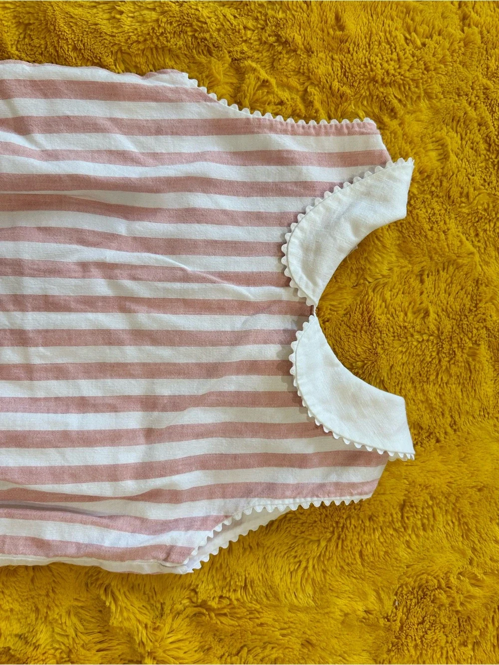 Striped Pink & White Girls' Sleeveless Romper with Peter Pan Collar EUC